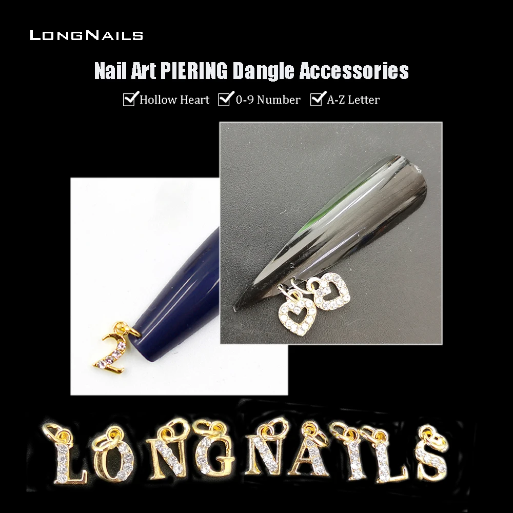 0-9 Number A-Z Letter Chic Nail Piercing Art Pendants 10/26pcs NewYork Hoop Dangle Date DIY Acrylictips Pierced Accessories JE7 | Красота и