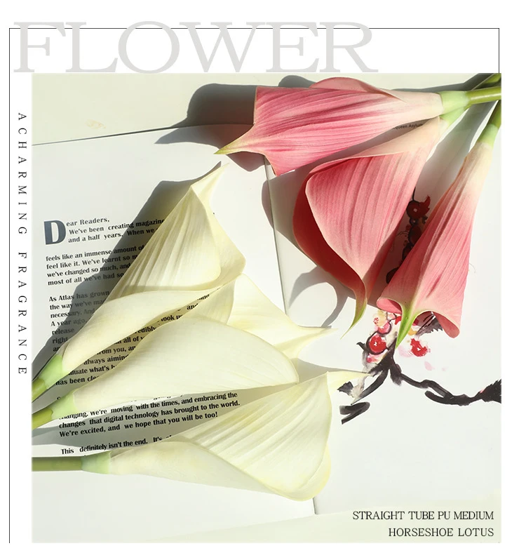 JAROWN PU 인공 꽃 칼라 릴리 무리 가짜 꽃 웨딩 부케 DIY 테이블 홈 웨딩 장식 녹색 식물 Tuin Decoratie (18)