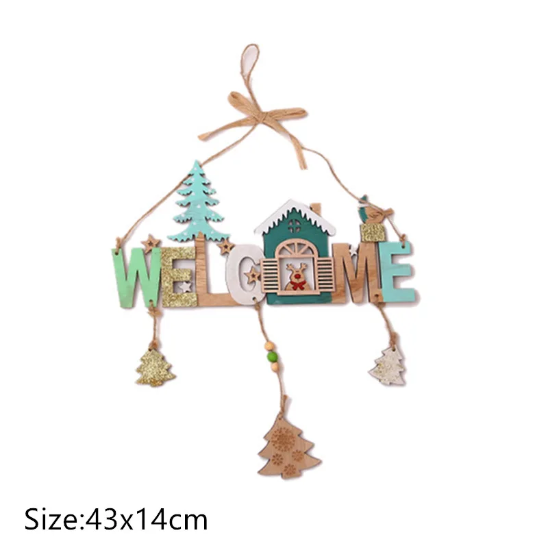 1pc-28-welcome elk Рождественский Деревянный DIY кулон Noel гирлянды фигурные рождественские украшения для дома Natal Navidad дерево декор подарки на год - Цвет: 1pc-28-welcome elk