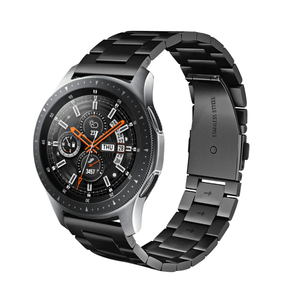 Металлический браслет из нержавеющей стали ремешок для samsung galaxy watch 46 мм 42 мм gear S3 Frontier ремешок для huawei watch GT ремешок 20 - Цвет ремешка: Black