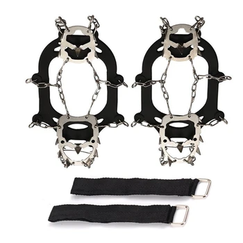 

Ice Snow Grips Anti Slip Shoes Crampons 18 Teeth Stainless Steel Spikes for Winter Walking Hiking Climbing Jogging