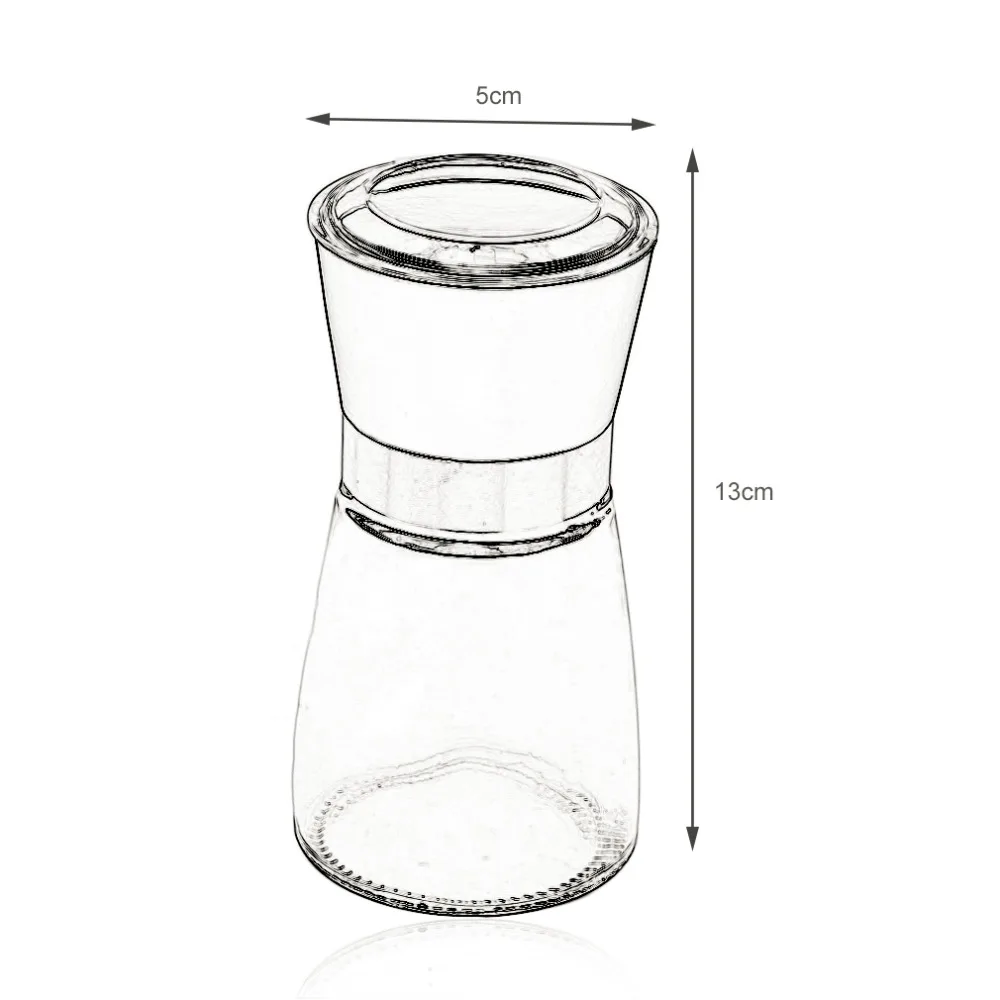 Home Kitchen Accessories Stainless Steel Glass Manual Pepper Salt Spice Mill Grinder Pepper Grinder Spice Container Sale