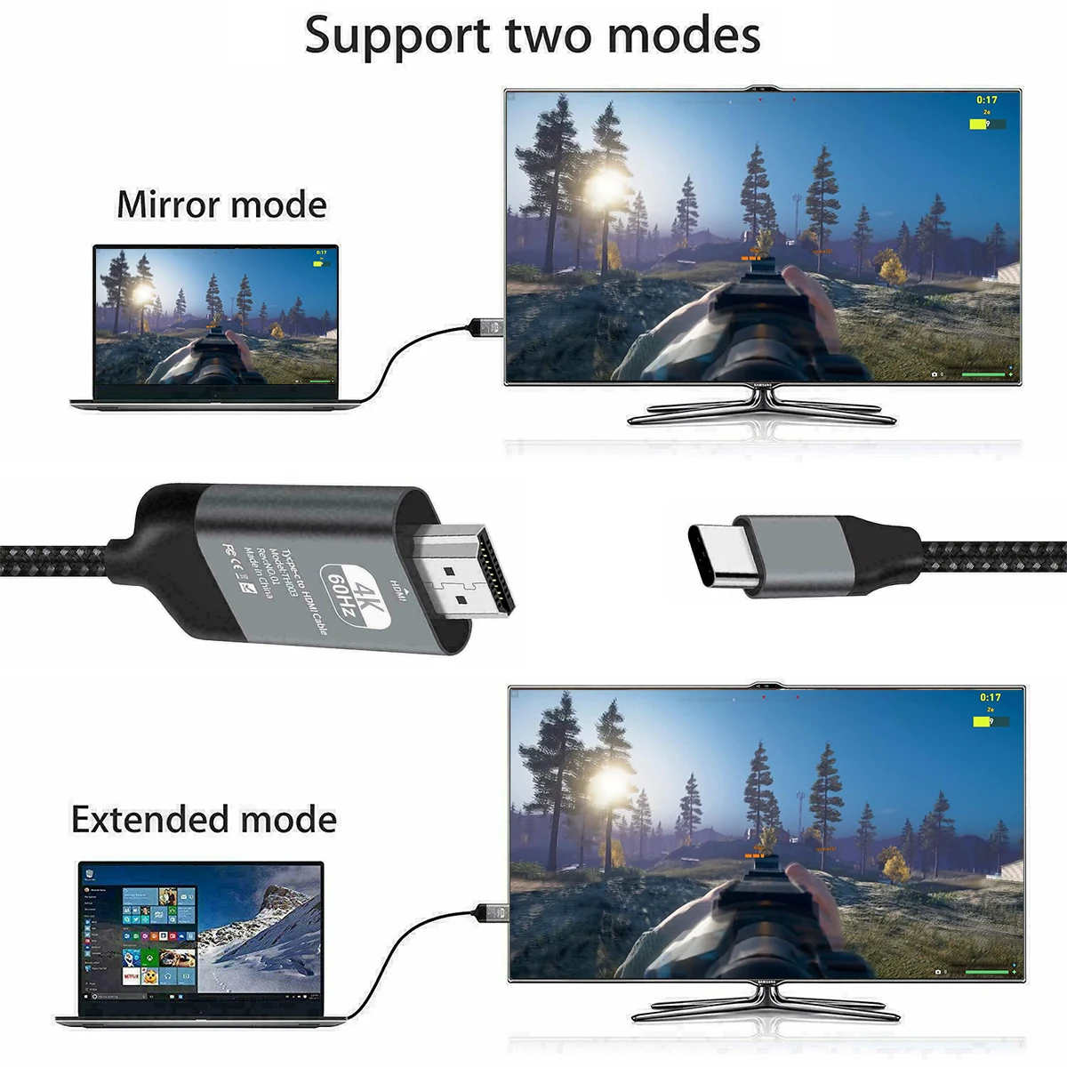 2 м тип-c к HDMI Теплоизоляционный кабель Поддержка зеркального режима 4 к 60 Гц USB C к HDMI HDTV AV ТВ кабель адаптер
