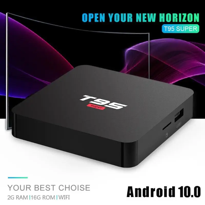 T95 супер Android 10,0 Allwinner H3 четырехъядерный 2G+ 16G WiFi 3D телеприставка