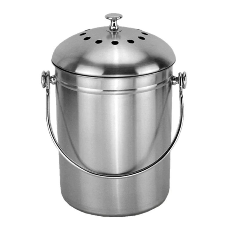 

Compost Bin Kitchen Compost Pail Compost Caddy Stainless Steel Kitchen Composter Indoor Countertop Kitchen Recycling Bin Pail