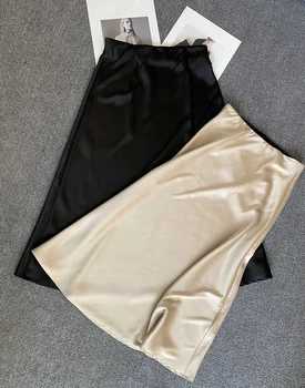 

2020 new ladies fashion sexy silky solid color skirt 0527