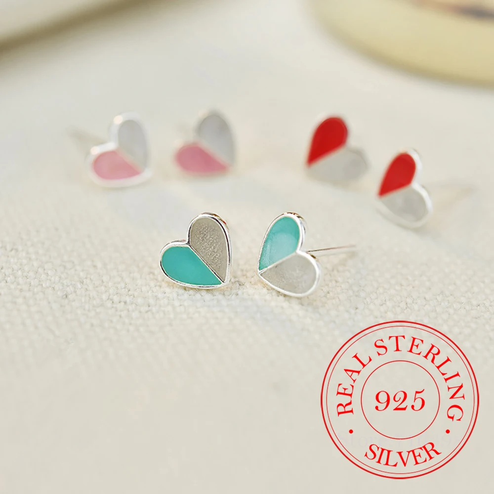 100% Puro Argento Sterling 925 Nichel Libero Smalto Cuore Orecchini Per Le Donne Regalo Bijoux Pendientes Brincos Mujer