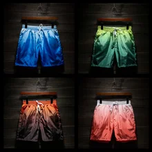 Шорты мужские модные градиентные цвета с принтом, быстро сохнет мужские пляжные шорты s повседневные шорты на шнурке для фитнеса мужские пляжные шорты больших размеров