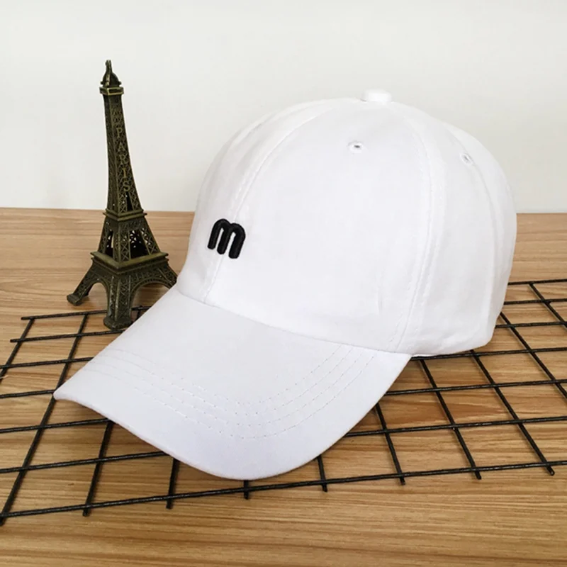 Модные хлопчатобумажные вышитые буквы M бейсбольная Кепка Snapback Кепка s Встроенная кость для мужчин и женщин уникальные кепки - Цвет: HT3144WT
