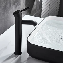 Rozin Matte Black Basin Sink Faucet Single Lever Hot Cold Water Tap Deck Mounted Brass Bathroom Mixers Single Hole Tap