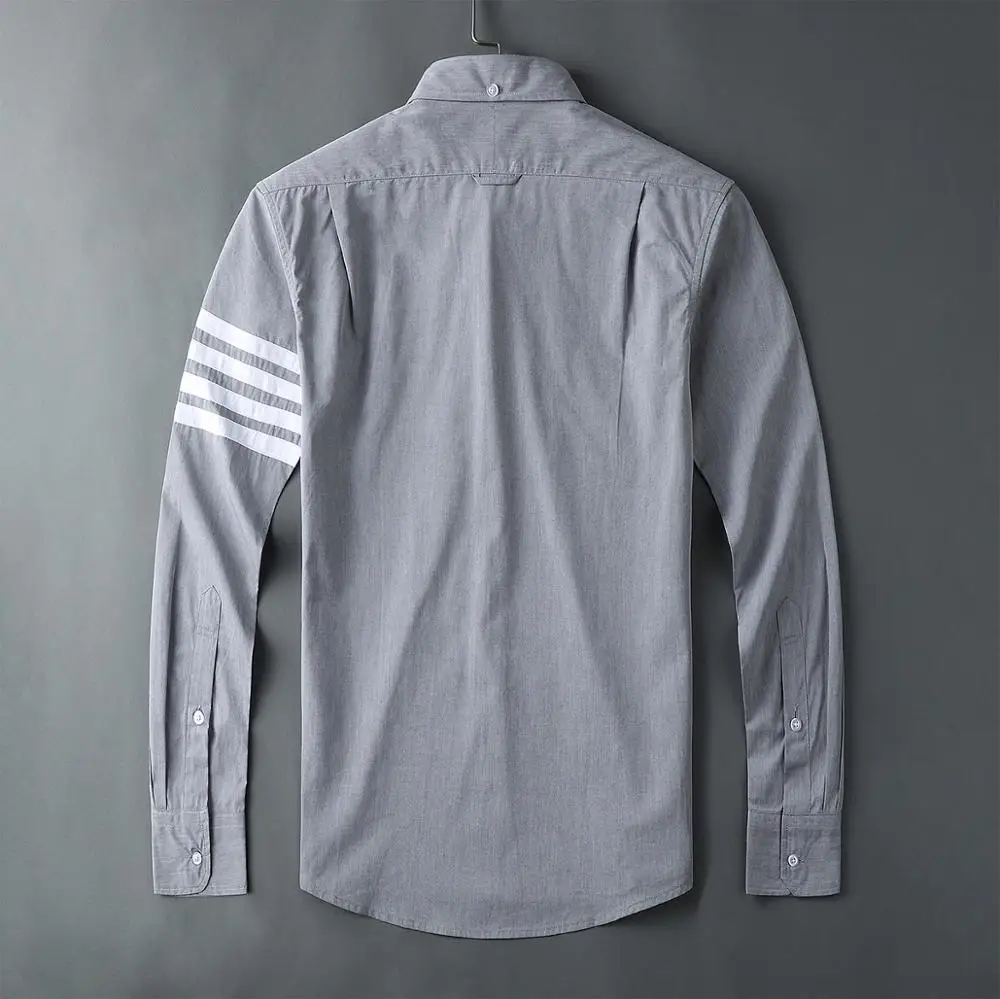 Новинка 19ss мужские классические белые полосатые модные хлопковые повседневные рубашки рубашка Высокое качество карман с длинным рукавом Топ M 2XL# M50