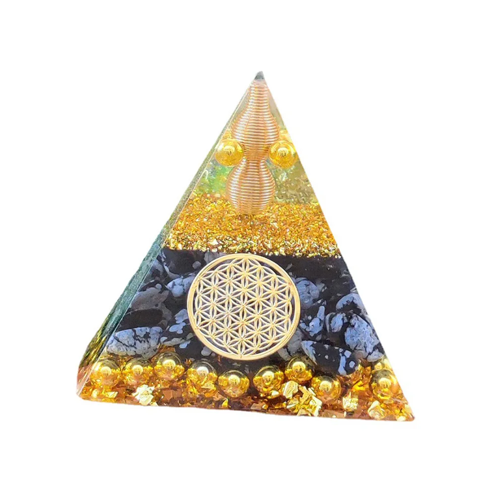 Tree of Life Orgone Pyramid Crystal Energy Orgonite Pyramid Peridot Healing Gem Stones EMF Orgonite Chakra Reiki Meditaiton Tool 