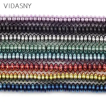 

Natural Mineral Stone Plating Hematite Abacus Beads For Jewelry Making 6*3mm Spacer Beads Jewelry For Women Bracelets 15inch