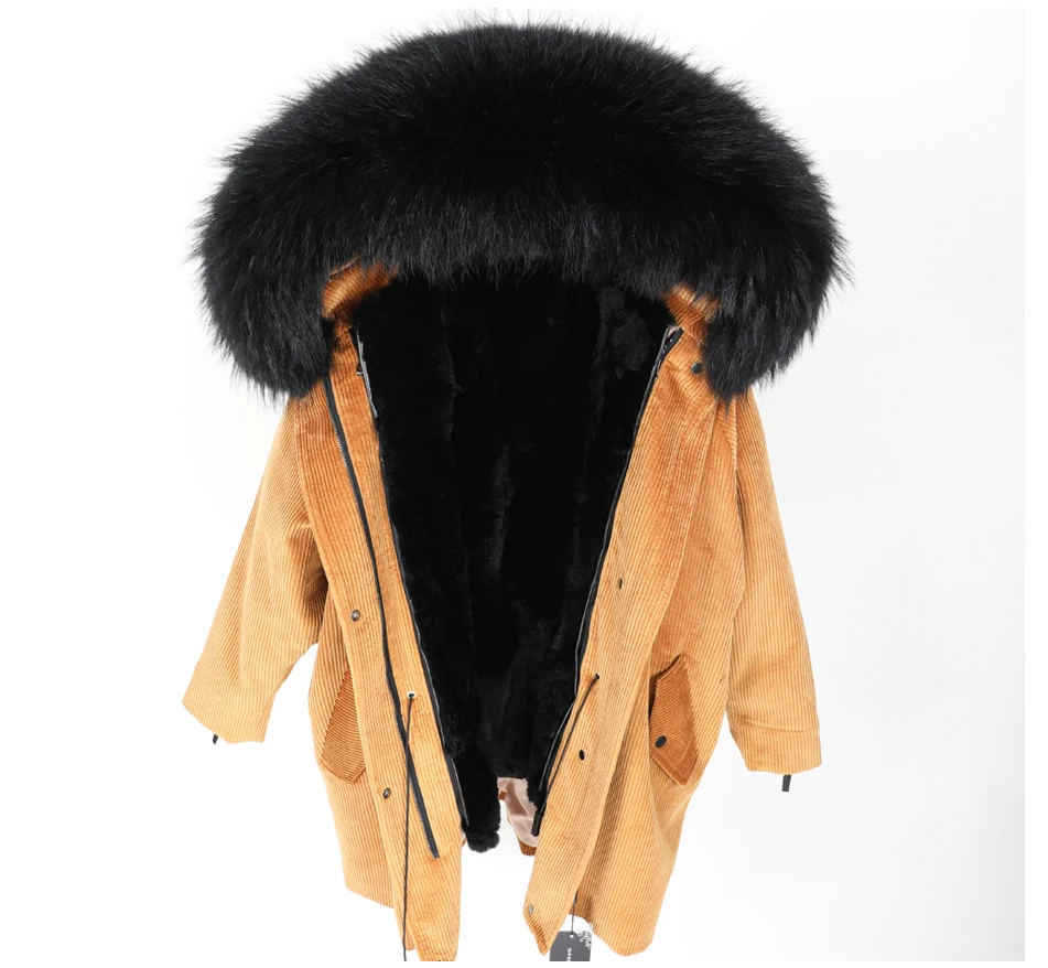 Новая женская одежда Зимняя верхняя одежда подкладка из кроличьего меха Рекс Вельветовая куртка парка свободное теплое натуральное меховое пальто одежда