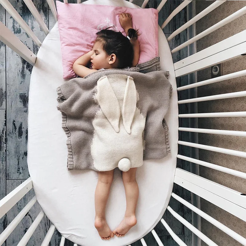 

Newborn Blankets Newborn Cute Big Rabbit Ear Blanket Soft Warm Knitted Swaddle Kids Bath Towel Baby Toddler Bedding Blankets