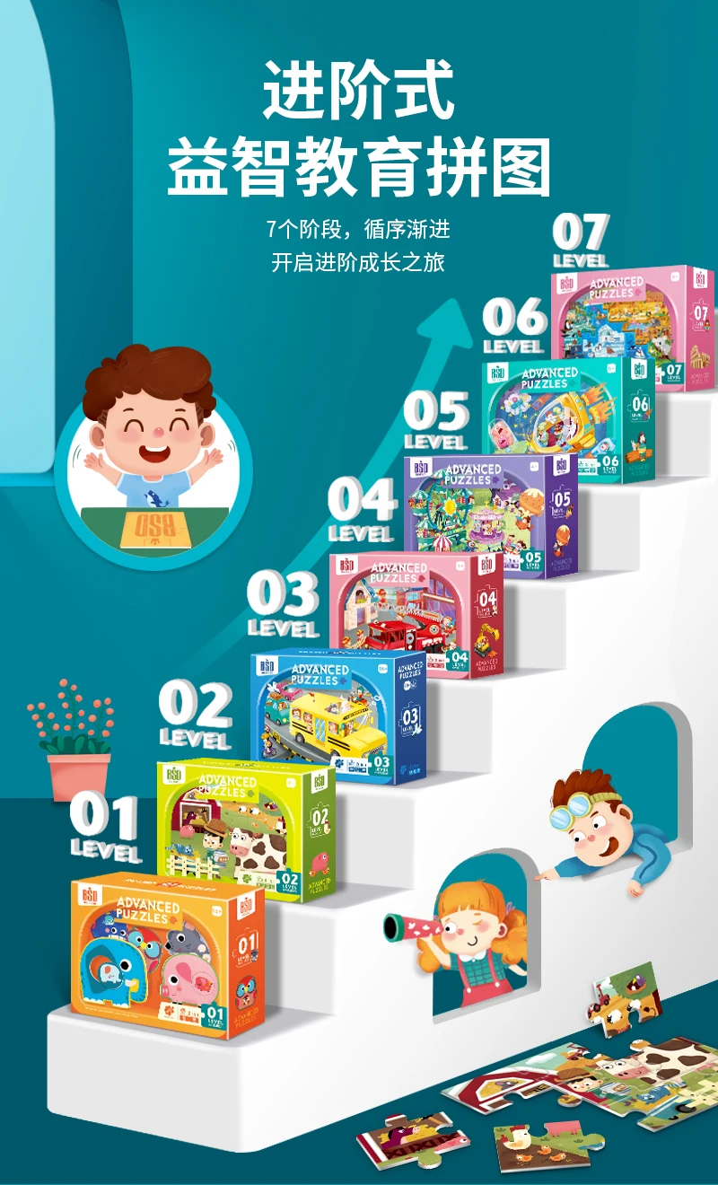 高度なジグソーパズル 教育玩具子供のため 7段階 から困難に簡単に 高美的イラストデザイン パズル Aliexpress