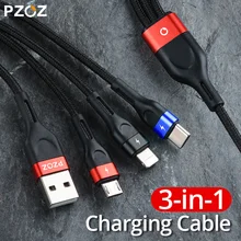 PZOZ 3 в 1 USB кабель Micro USB C адаптер для быстрой зарядки Microusb type-C телефон кабель для зарядного устройства Тип C для iPhone 11 pro X Max Xr 7 6s plus samsung S10 s9 Xiaomi mi 9 redmi note 7 8 шнур