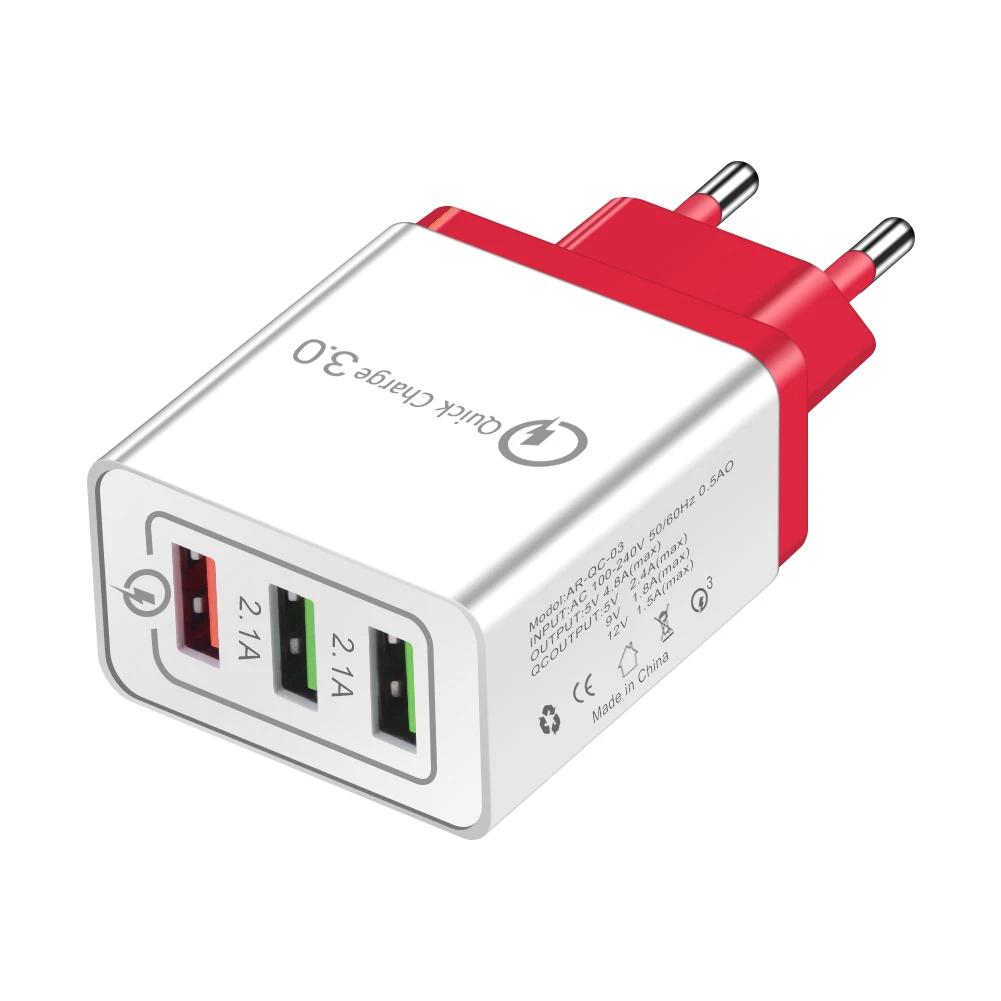 3 usb порта Быстрая зарядка Qc 3,0 зарядное устройство 6 цветов EU/US Разъем для Apple IPhone Xiaomi huawei samsung S10 Plus телефонные планшеты
