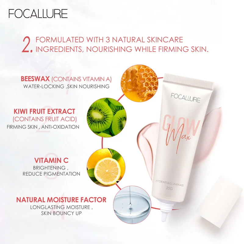 Праймер для лица FOCALLURE GLOWMAX освежающий Крем текстура стойкий увлажняющий