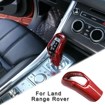 

1pc Gear Shift Knob Cover Trim Red Carbon Fiber Decor For Land Range Rover Sport Part Styling Decoration Accessories Easy