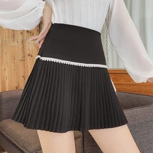 Осенне-зимние плиссированные женские юбки с бисером Соблазнительные мини-юбки с высокой талией Harajuku Корейская женская юбка jupe женские юбки