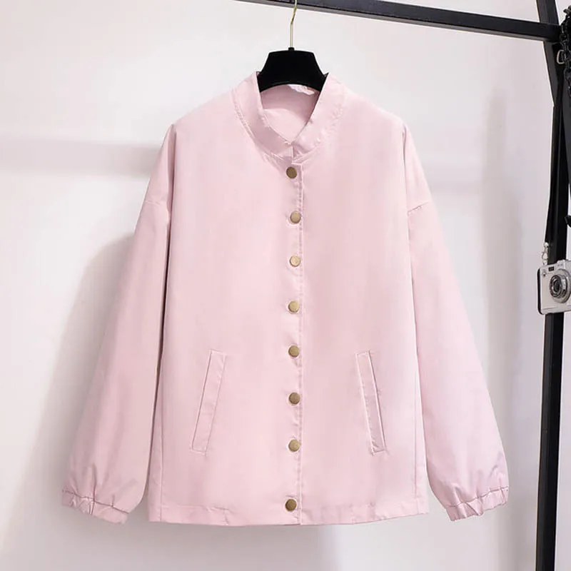 Розовый Осень Куртки женские 6XL 7XL 8XL 9XL 10XL размера плюс бюст 155 см пальто для женщин, 2 цвета - Цвет: Розовый
