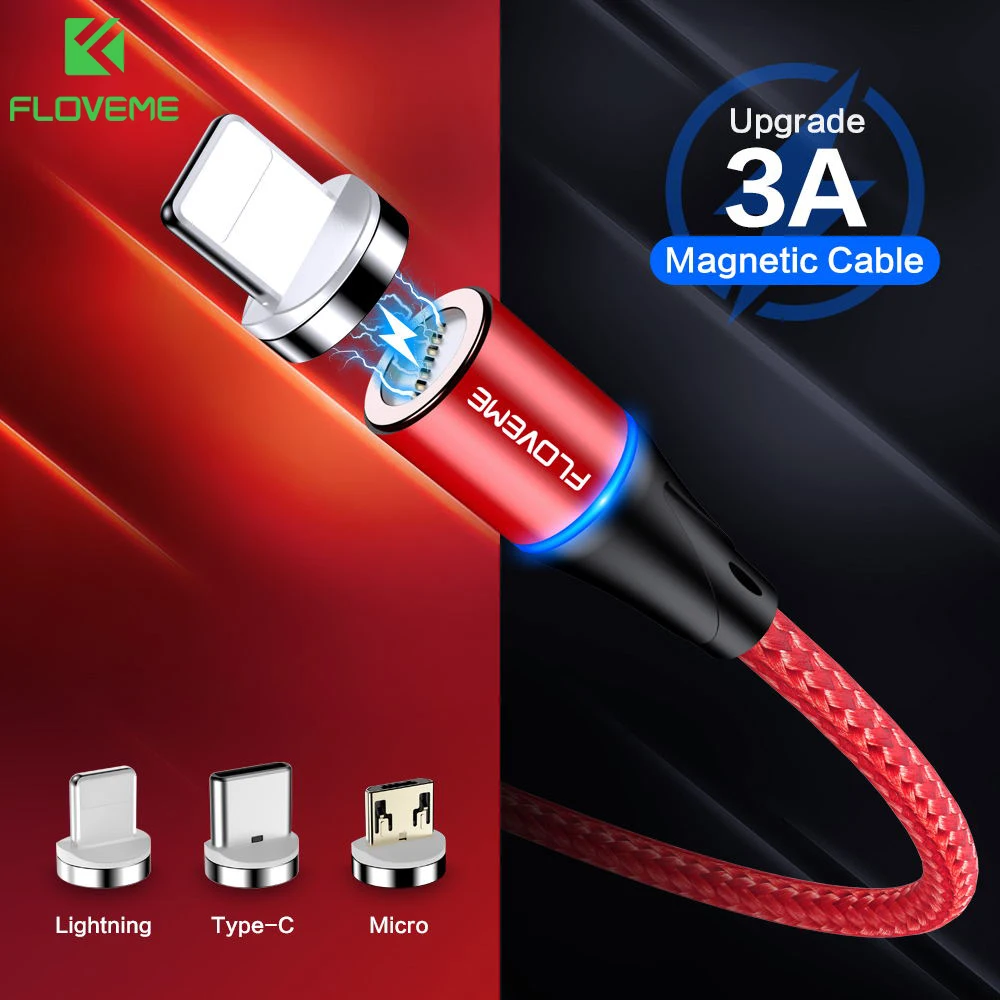 FLOVEME-Cable magnético de tipo C micro USB, cable de carga rápida para micro USB para iPhone, Samsung y Xiaomi