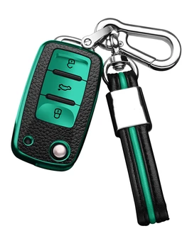 

New Soft TPU+Pu Car Key Case For Volkswagen For VW Passat Golf Jetta Bora Polo Sagitar Tiguan Bag Auto Key Cover keyless