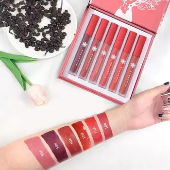 

6Pcs/set Matte Lip Glaze Mist Smooth Long-Lasting Non-Stick Cup Moisturizing Pipe Lip Gloss Set