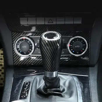 

Car Styling Accessories Carbon Fiber Gear Shift Knob Cover Level Head Sticker for C-Class W204 2008-2014