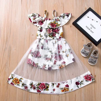 

Baby Girls Dress Summer Princess Flower Mesh Girl Elegant Cute Party Clothes Girl Flying Sleeve vestido Pants Baby Clothes 0-2Y