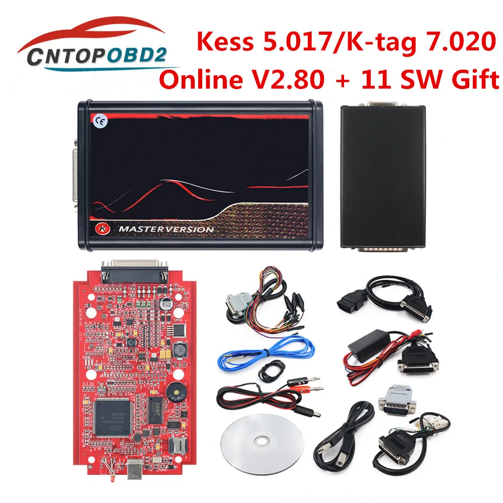 Неограниченная 2 80 KESS V5.017 EU красная печатная плата KTAG V7.020 4 светодиодный Master OBD2 ECU