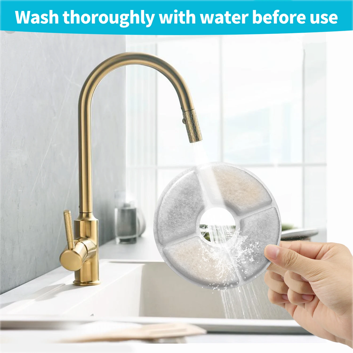 Description Picture 6 of itemReplacement Activated Carbon Filter For Cat Water Drinking Fountain Replaced Filters Flower For Pet Dog Round Fountain Dispenser