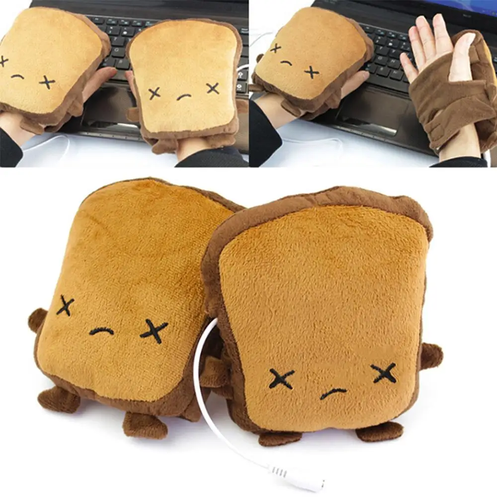 

USB Bread Shaped Hand Warmer Gloves Heating Half Finger Winter Warm Glove