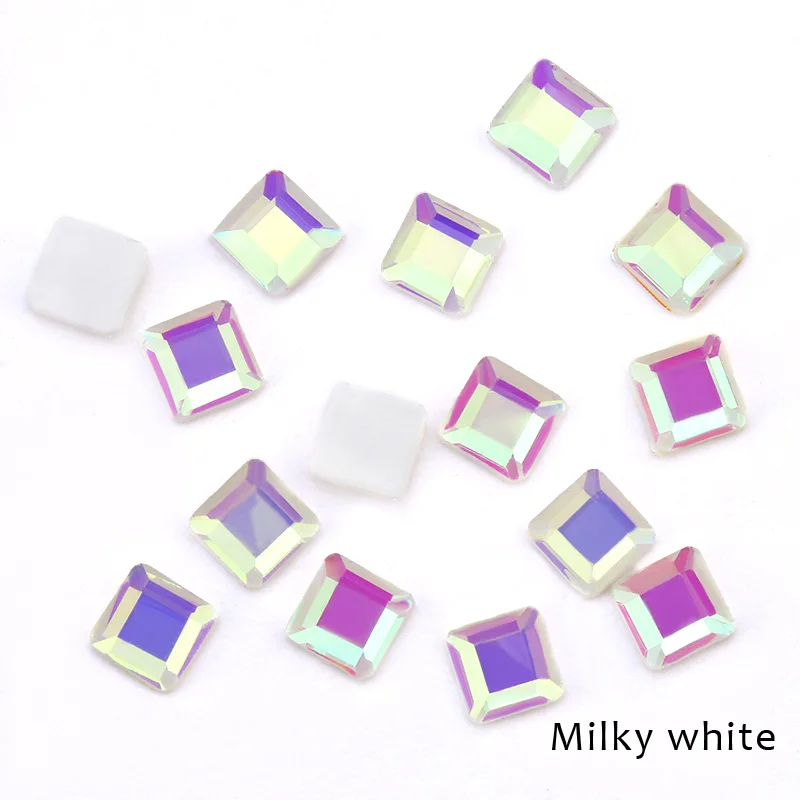 Milky white 20 шт красочные квадратные 4 мм 3D Стразы для дизайна ногтей для DIY стеклянные маникюрные камешки для дизайна ногтей украшения - Цвет: Milky white
