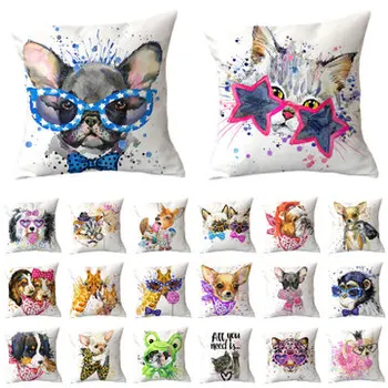 

45x45cm Dogs Cushion Covers French Bulldog Terrier cute Chihuahua Border Collie soft Cushion Cover For Sofa Pillow Case decors