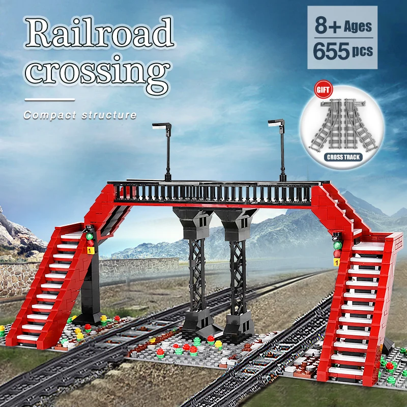MOULD KING 12008 The Railroad Crossing Model High-Tech Building Blocks