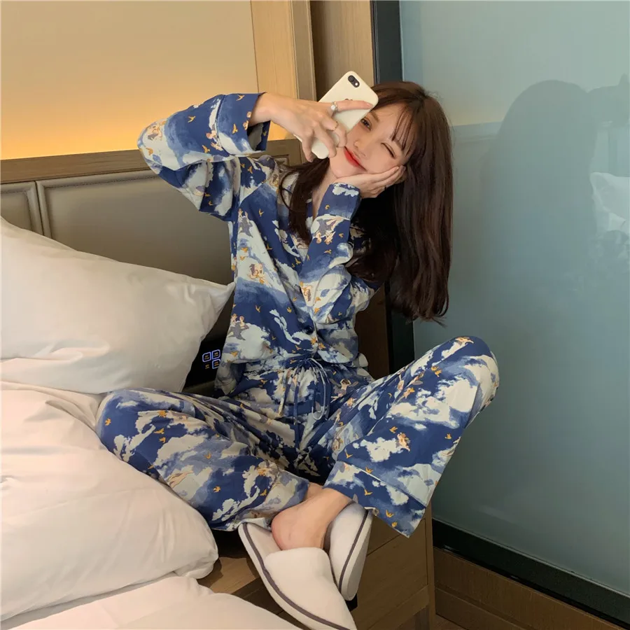 Kpop Blackpink JENNIE same новая Корейская свободная Милая свежая домашняя женская летняя Пижама удобная одежда для сна Tencel комплект из двух предметов