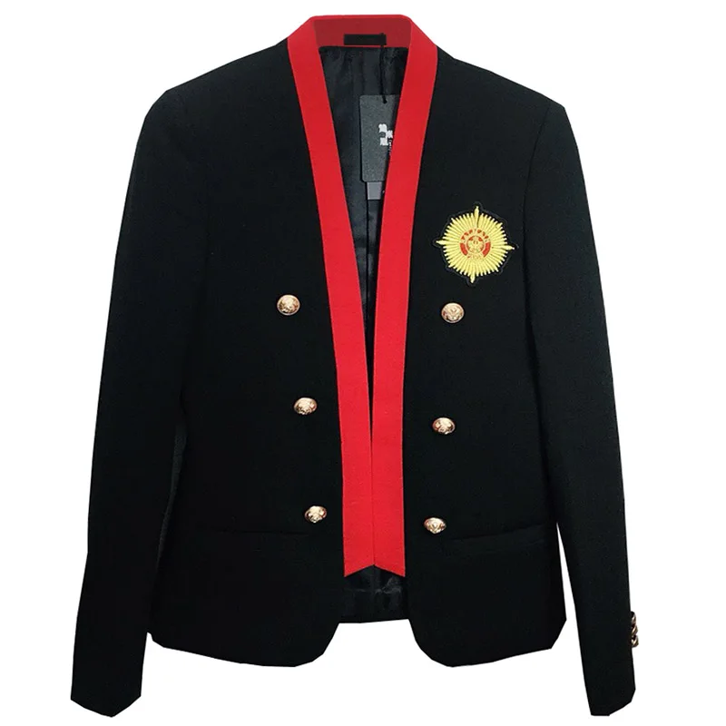Мужской Блейзер, вышитый Золотой военный медаль, Свободное пальто, сценический костюм певицы, куртка для годового выступления, Свадебный костюм Homme