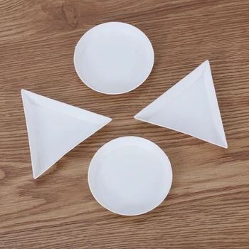 

10Pcs/pack Round/Triangle Plastic Rhinestones Beads Crystal Nail Art Sorting Trays Accessory White Diamond Painting Trays