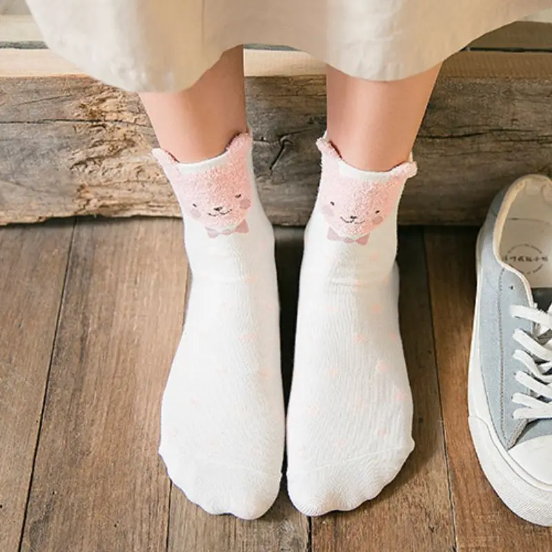5 пар носков; Комплект рождественских носков harajuku calcetines mujer; носки с рисунками животных из мультфильмов; новые модные милые хлопковые носки; сезон осень