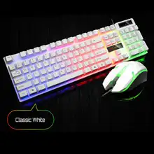 Светодиодный, модный, с подсветкой, Радужная, цветная, проводная клавиатура, мышь, набор, Игровая клавиатура, геймерская мышь, штатив, клавиатура, для дома, офиса, ПК, ноутбука