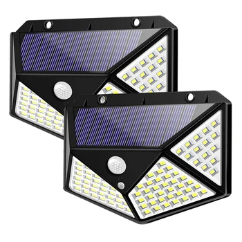 

Solar Lights Outdoor 100 Led Motion Sensor Lights Waterproof Wall Light 270° Wide Angle for Garden Patio Yard Deck Garage