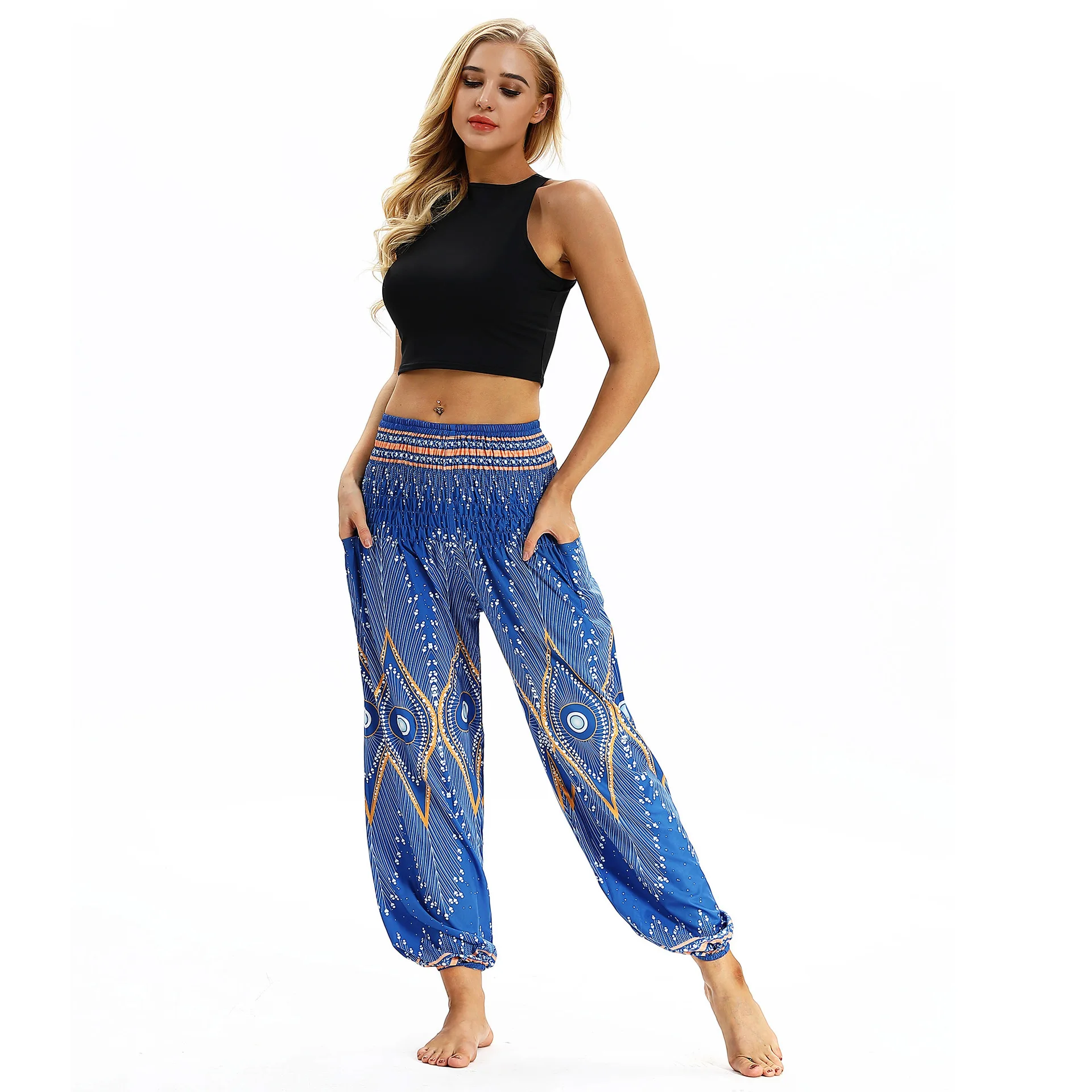 

Women's Explosive Digital Printing Loose Sports Pants Casual Light Lantern Dance Pants