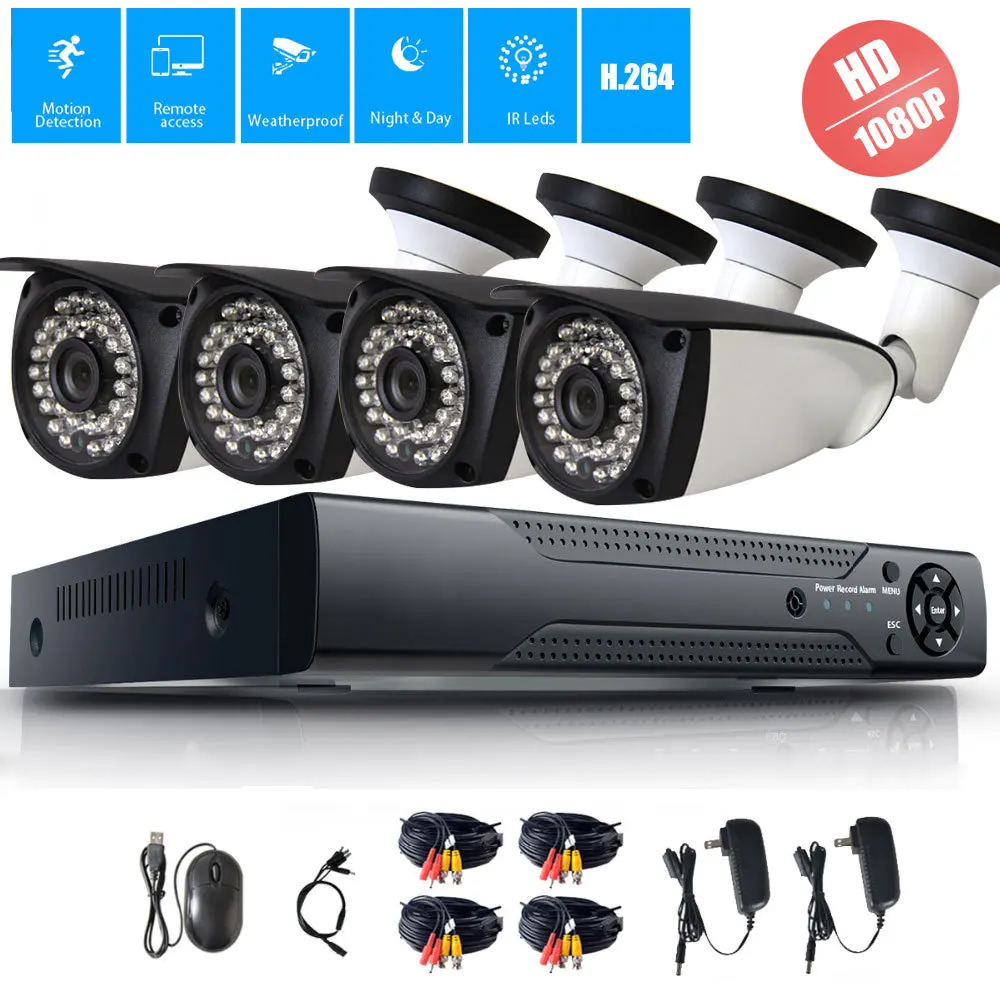4-канальная система видеонаблюдения 1080P HDMI AHD CCTV DVR 4 шт. 2 0 Мп ИК для помещений и