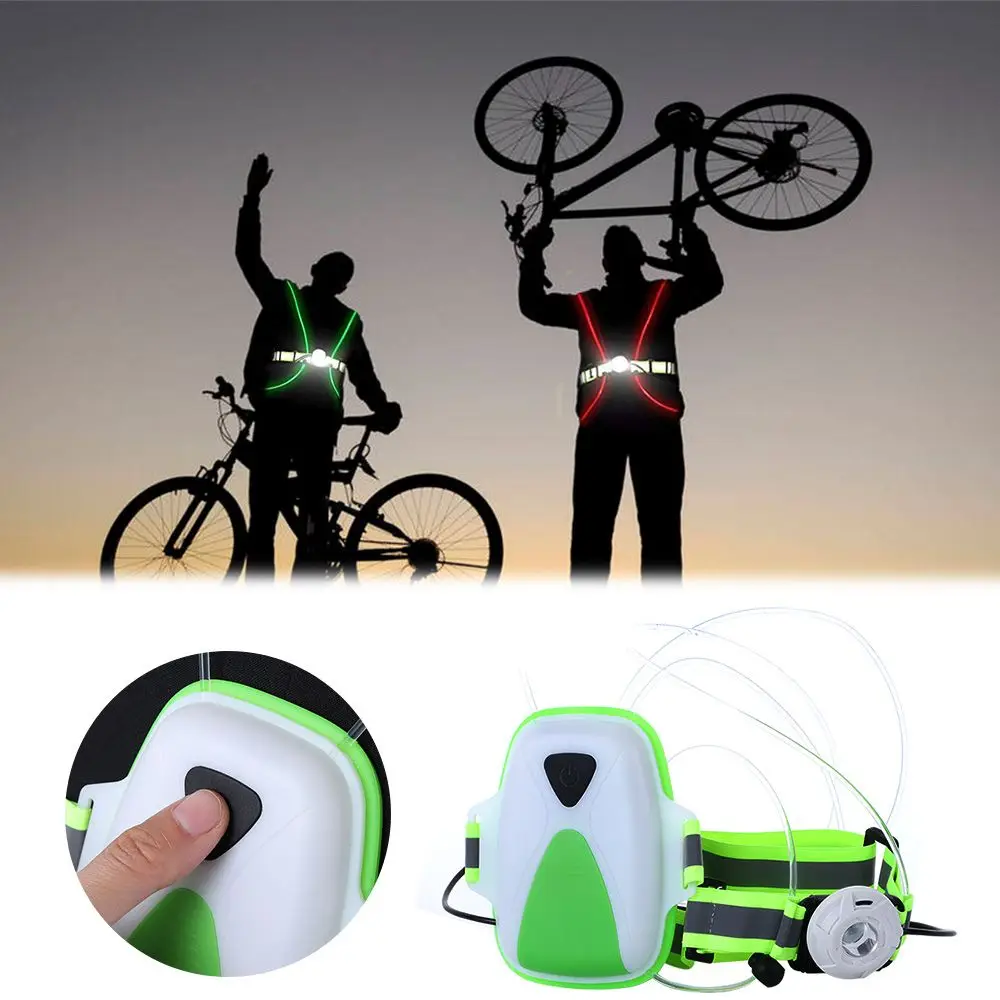 TWOBOYS USB Rechargeable Reflective Vest,led Running Walking Cycling Light for Men Women Multicolored Fiber Optics with Front Light 