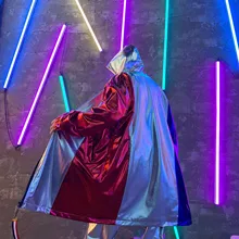 Мужская блестящая Свободная Повседневная Длинная Куртка, тренчкот, мужская Японская уличная одежда в стиле хип-хоп, готическое пальто-кимоно, кожаный кардиган