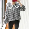 Big Sale Oversize Blouse Shirt Long-Sleeve Women Tops Pan-Collar Peter Loose Plaid Spring/autumn 1005002020118163