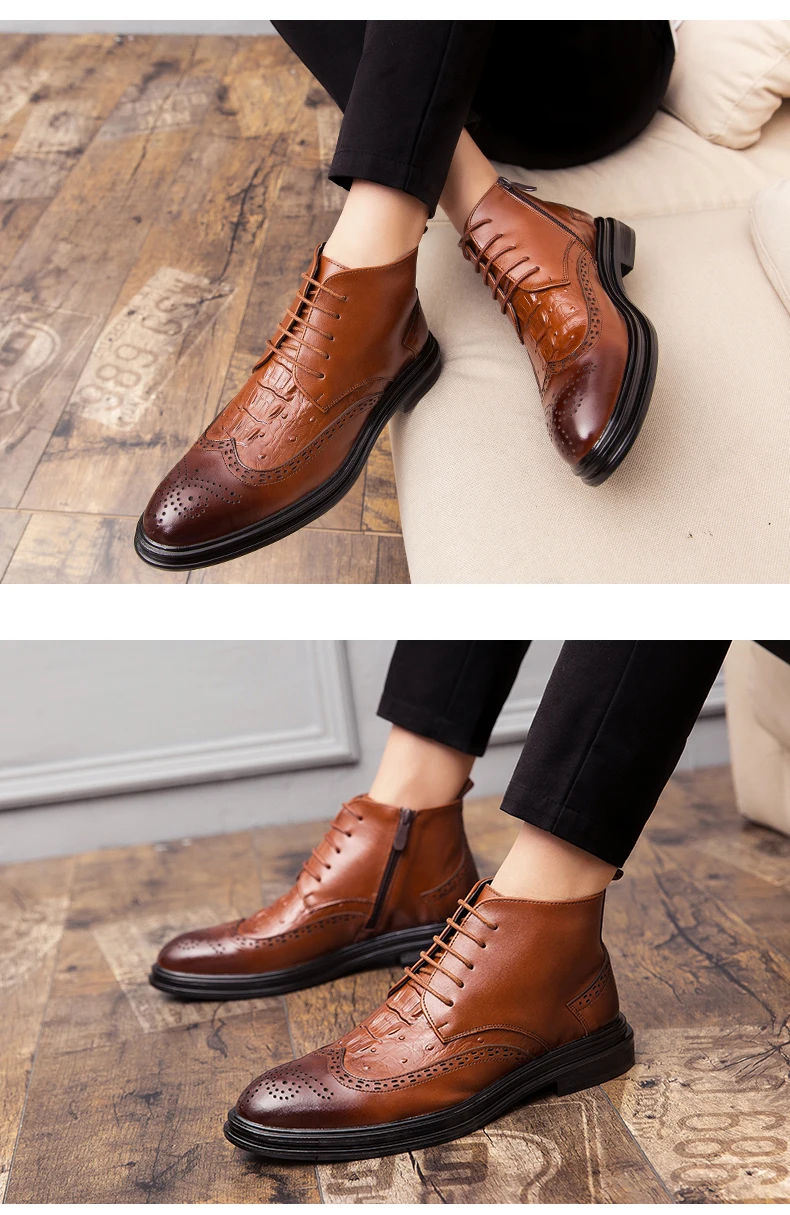 Misalwa/английские модные мужские ботинки челси; Повседневная дышащая обувь с перфорацией типа «броги»; кожаные ботильоны; мужские ботинки Bullock botas hombre