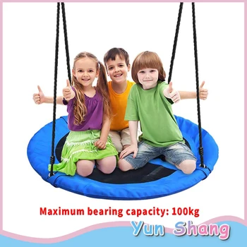 

Outdoor Garden Swing Chair Seat Swing Giant Padded Fabric Crows Nest Rope Swing Kids Hanging Seat Toys Height Adjustable Ropes